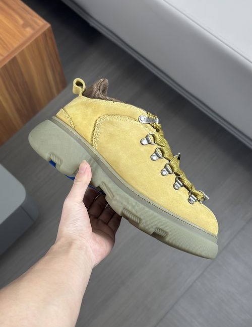 Burberry Plaid Leather Stitching Comfortable Shoes
