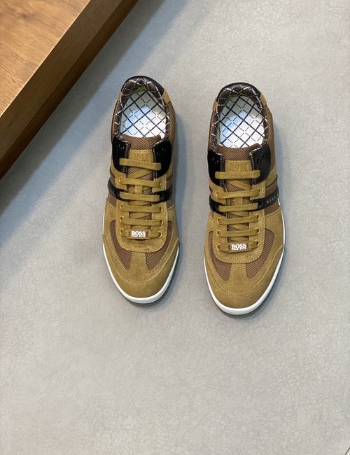 Hugo Boss Leather And Knit Paneled Casual Sneakers