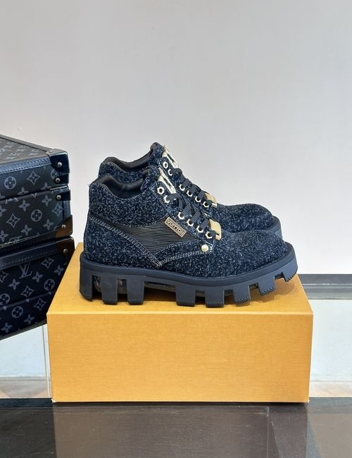Louis Vuitton LV Checker Ankle Boots With Studs Rubber Outsole