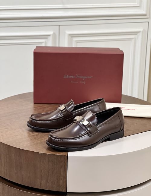 Ferragamo Business Casual Loafers Genuine Leather