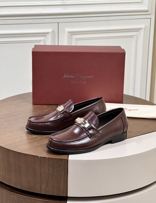 Ferragamo Business Casual Loafers Genuine Leather