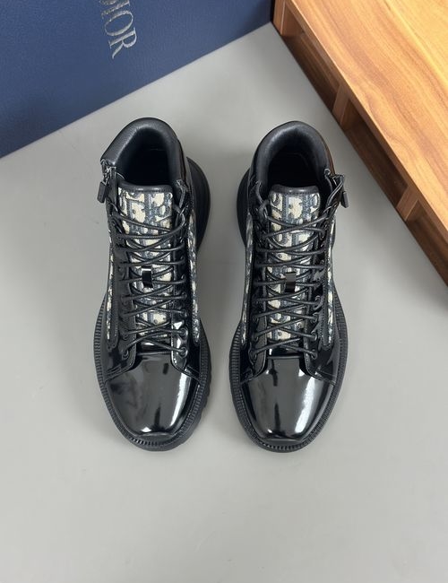 Christian Dior CD High-top Cowhide Printed Upper Shoes