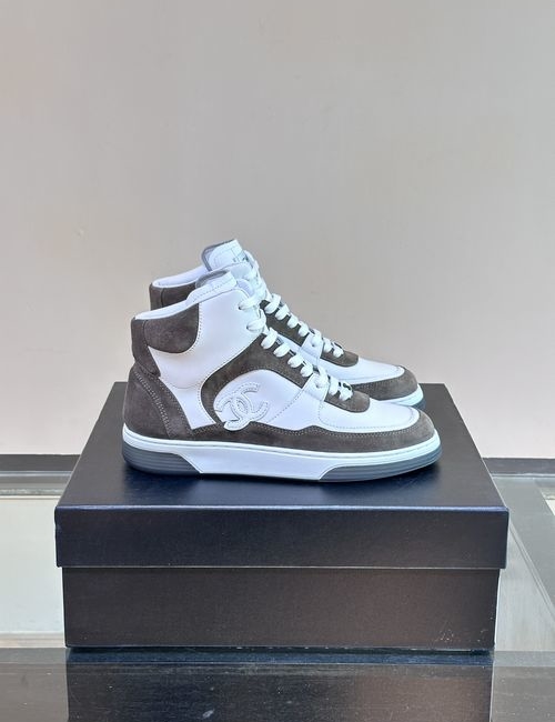 Chanel High-top Cowhide Casual Sneakers With Logo