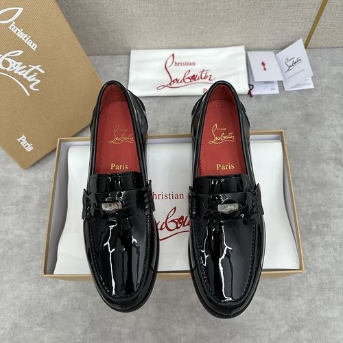 Christian Louboutin New Loafer Leather Shoes With Red Sole