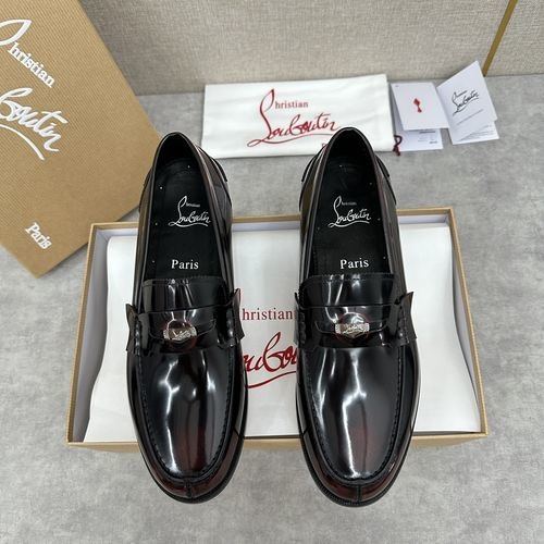 Christian Louboutin New Loafer Leather Shoes With Red Sole
