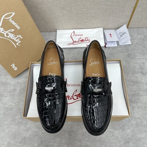 Christian Louboutin New Loafer Leather Shoes With Red Sole