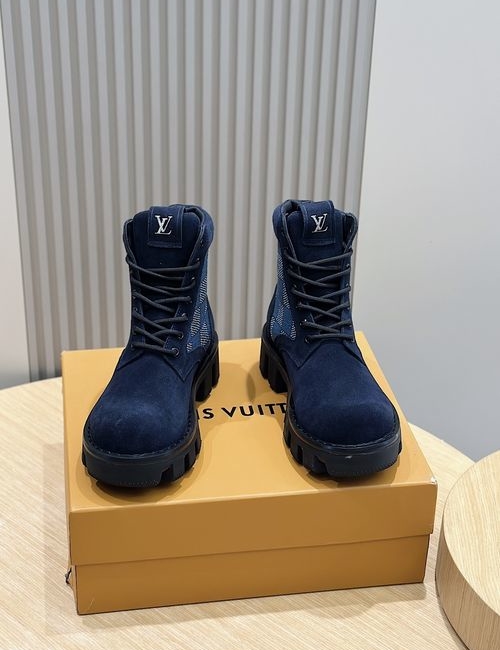 Louis Vuitton LV Checker Flat Boots With Suede Shearling Lining
