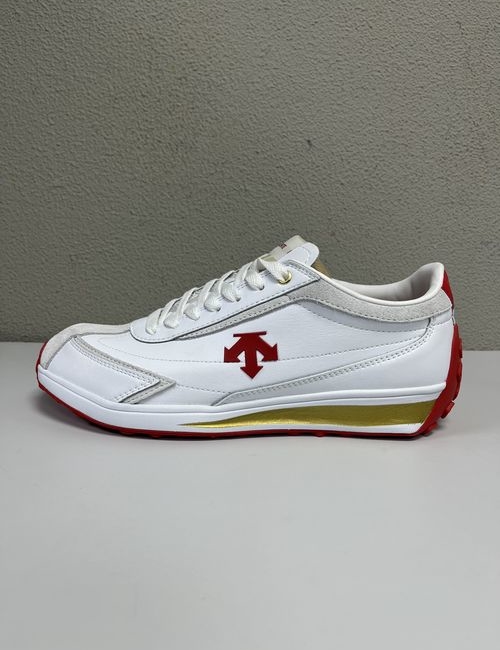 Descente Cron Racer Leather Cushioned Running Shoes White-red