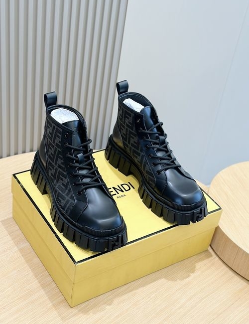 Fendi FF Embossed Leather Lace-up Shoes