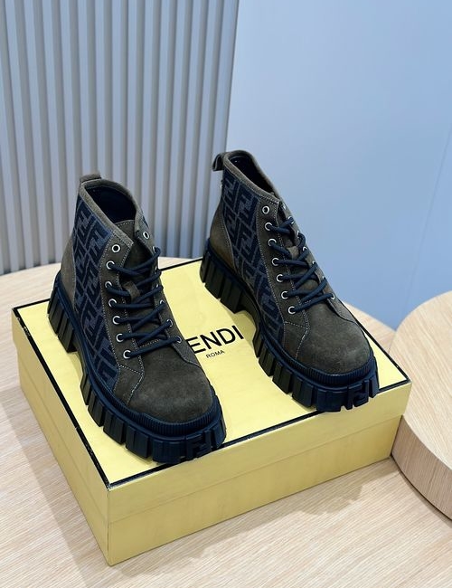 Fendi FF Embossed Leather Lace-up Shoes