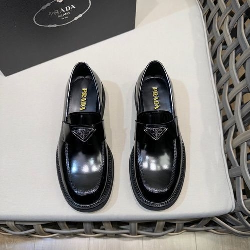 Prada Patent Leather Loafers With Triangle Logo