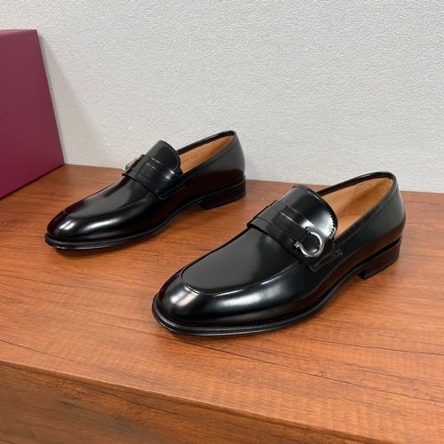 Ferragamo Hand Burnished Leather Slip On Loafers