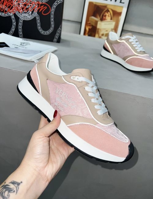 Versace Embroidered Leather Sneakers
