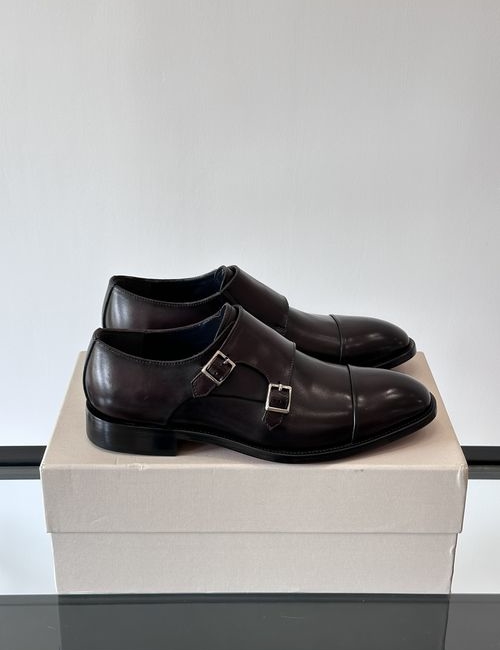 Santoni Handmade Calfskin Leather Sole Dress Shoes
