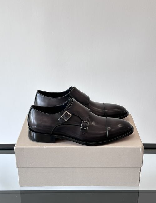 Santoni Handmade Calfskin Leather Sole Dress Shoes