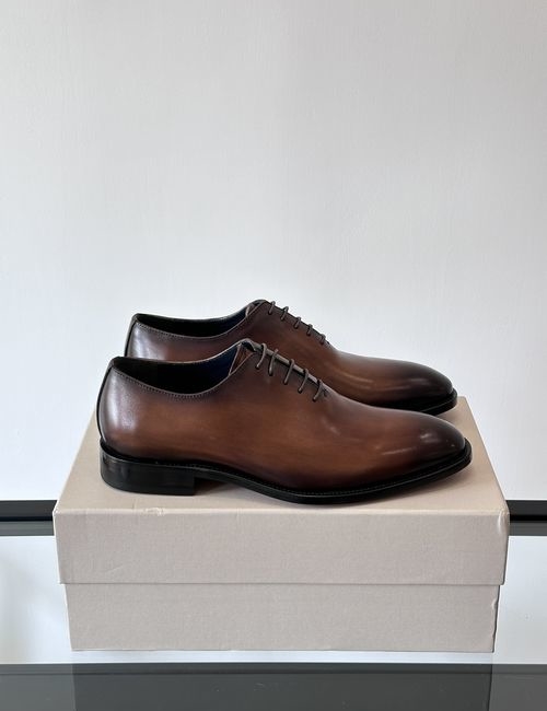 Santoni Handmade Calfskin Leather Sole Dress Shoes