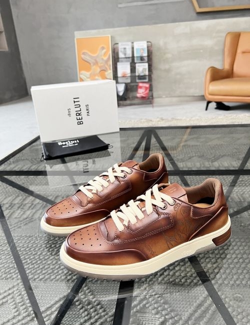 Berluti Stitched Leather Shoes With Original Sole