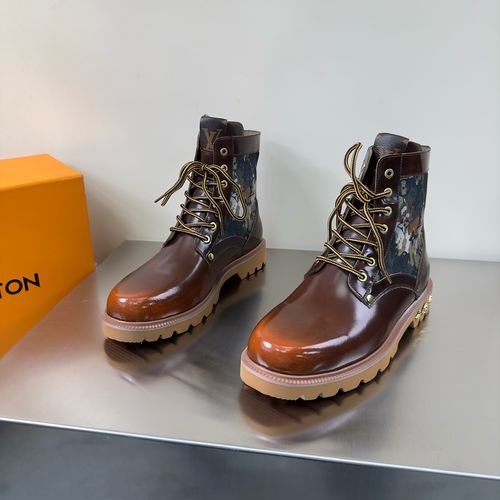 Louis Vuitton LV High-top Leather Casual Shoes With Premium Texture