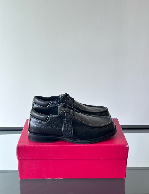 Ferragamo Genuine Leather Dress Shoes With Rubber Soles