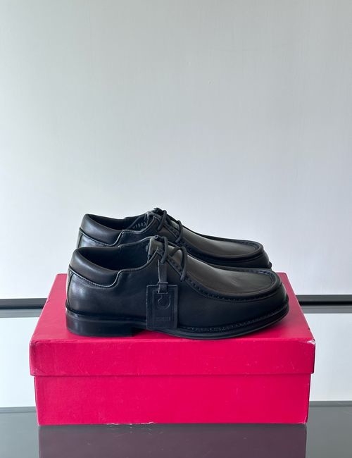 Ferragamo Genuine Leather Dress Shoes With Rubber Soles