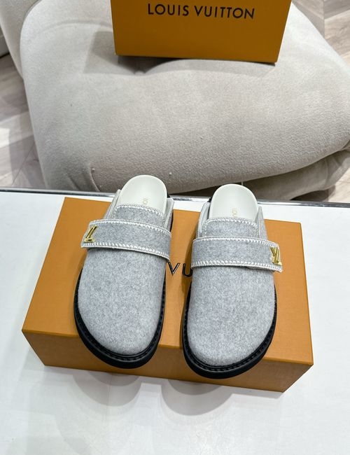 Louis Vuitton LV Closed Toe Wool Lined Flat Mules