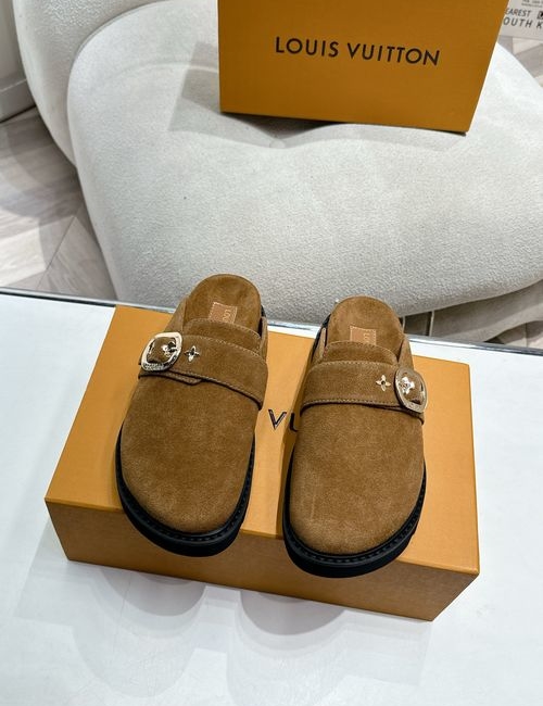 Louis Vuitton LV Closed Toe Wool Lined Flat Mules