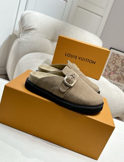 Louis Vuitton LV Closed Toe Wool Lined Flat Mules