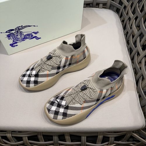 Burberry Neptune Sneakers Plaid Knitted Upper EKD Logo