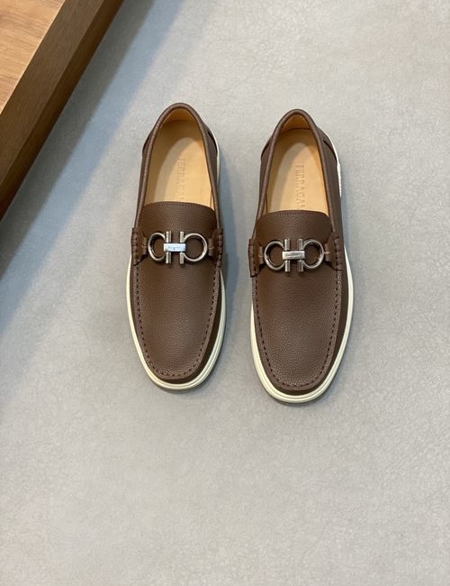 Ferragamo Driving Loafers Imported Calfskin Non-slip Sole