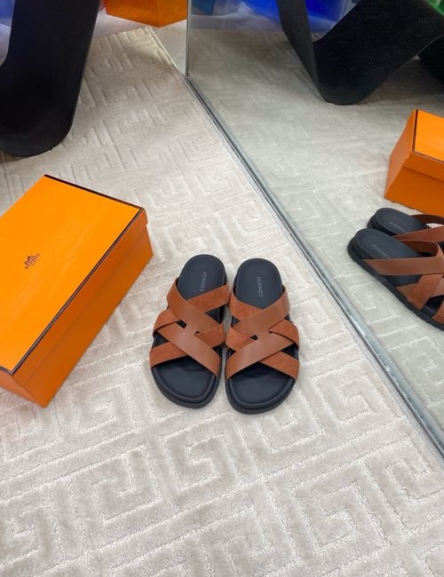 Hermes Crossover Slippers With Cowhide Upper