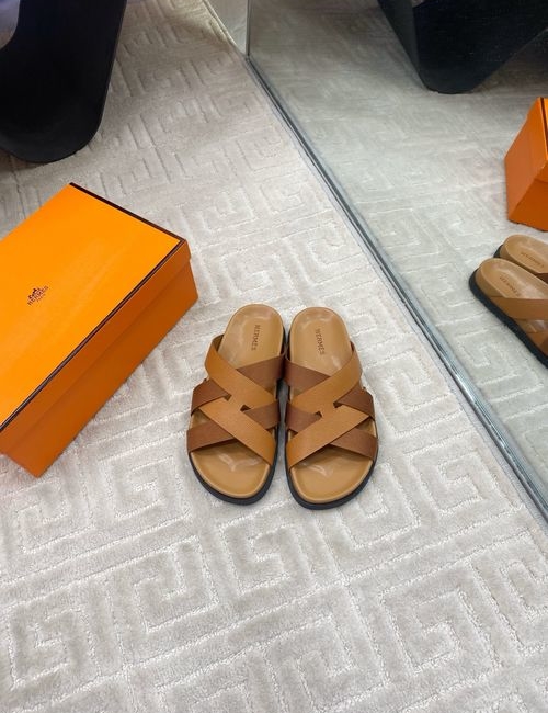 Hermes Crossover Slippers With Cowhide Upper