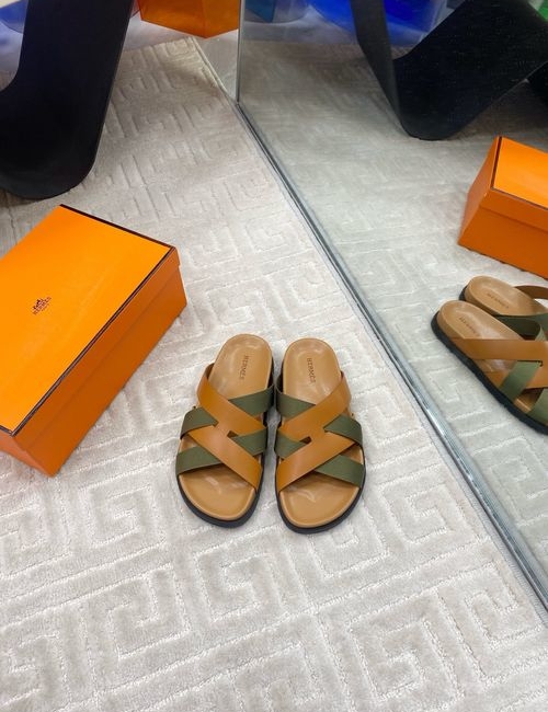 Hermes Crossover Slippers With Cowhide Upper