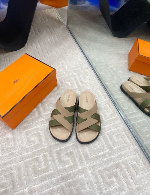 Hermes Crossover Slippers With Cowhide Upper