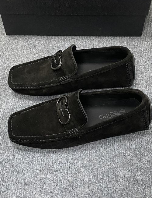 Ferragamo Calfskin Casual Loafers Original Sole Leather Lining
