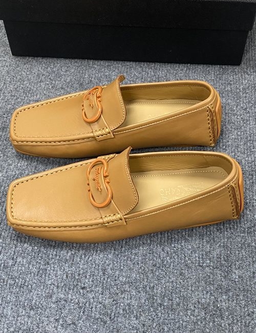 Ferragamo Calfskin Casual Loafers Original Sole Leather Lining