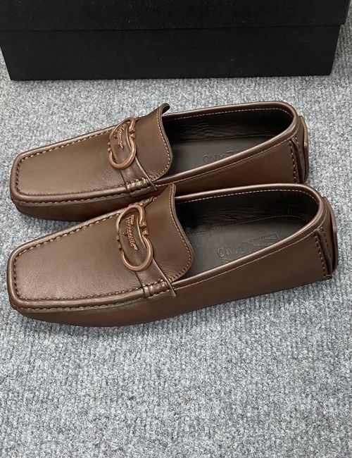Ferragamo Calfskin Casual Loafers Original Sole Leather Lining