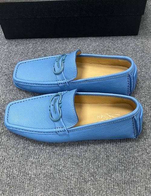 Ferragamo Calfskin Casual Loafers Original Sole Leather Lining