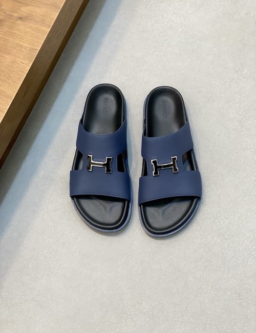 Hermes Cowhide Slides Non-slip Rubber Sole