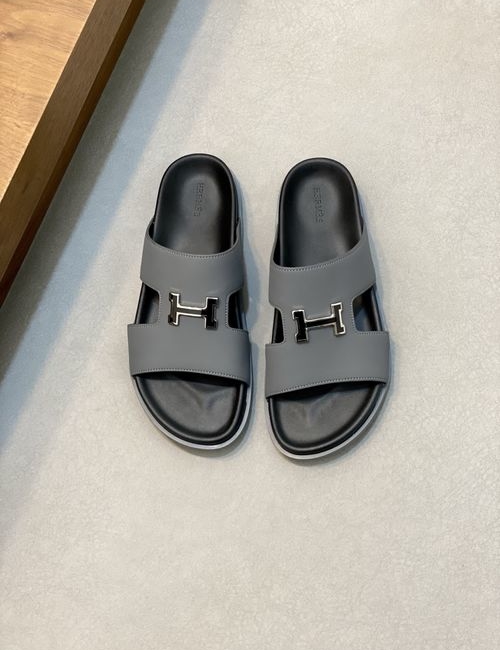 Hermes Cowhide Slides Non-slip Rubber Sole