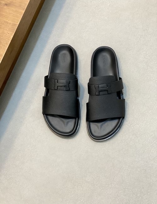 Hermes Cowhide Slides Non-slip Rubber Sole