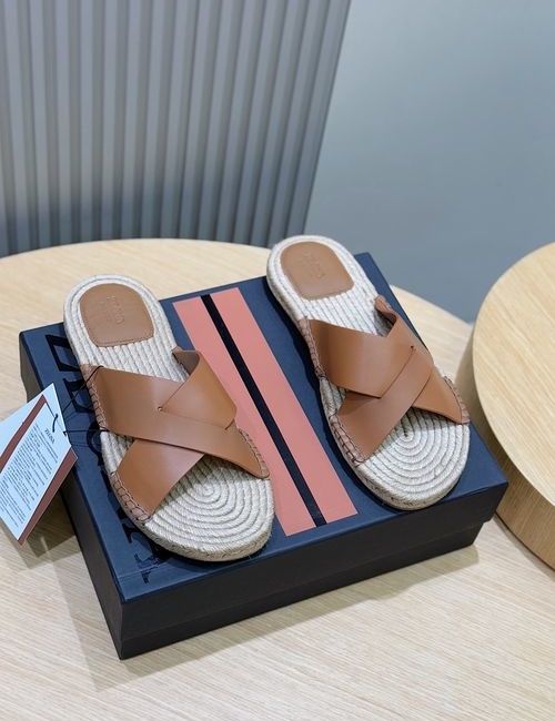 Zegna Woven Straw Slip On Beach Slippers