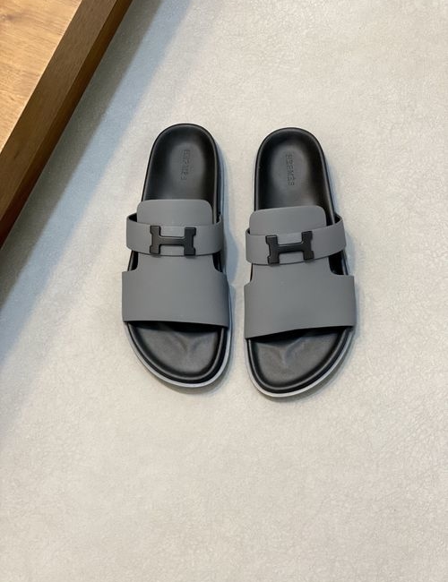 Hermes Cowhide Slides Non-slip Rubber Sole