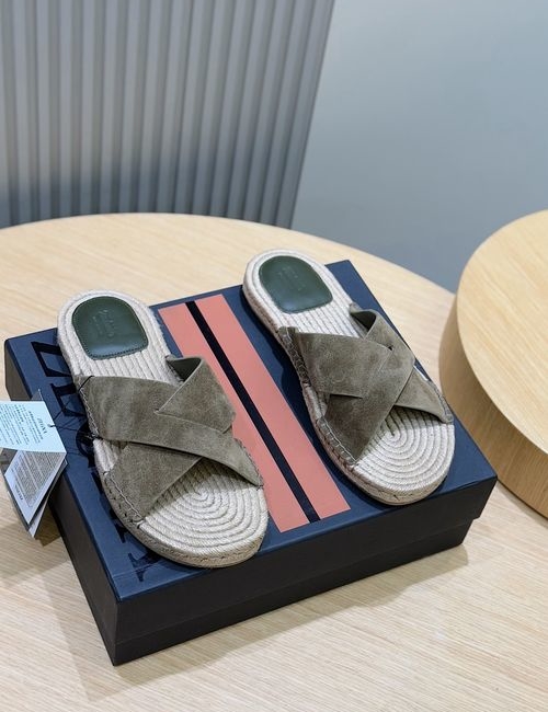 Zegna Woven Straw Slip On Beach Slippers
