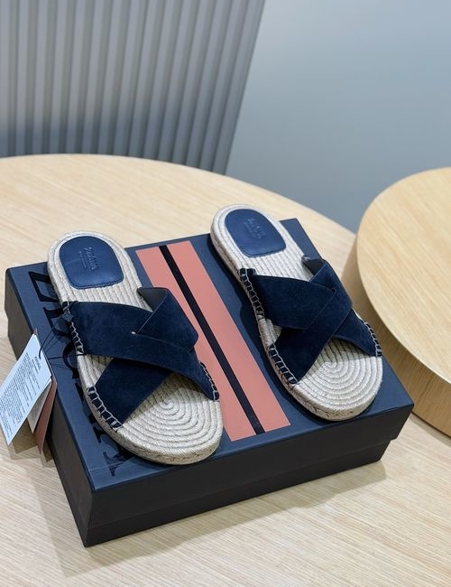 Zegna Woven Straw Slip On Beach Slippers
