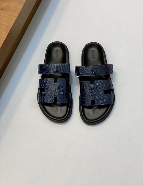 Hermes Cowhide Slides Non-slip Rubber Sole