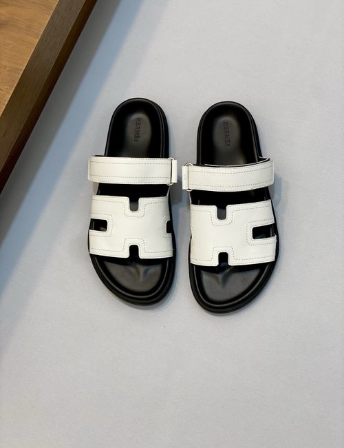 Hermes Cowhide Slides Non-slip Rubber Sole