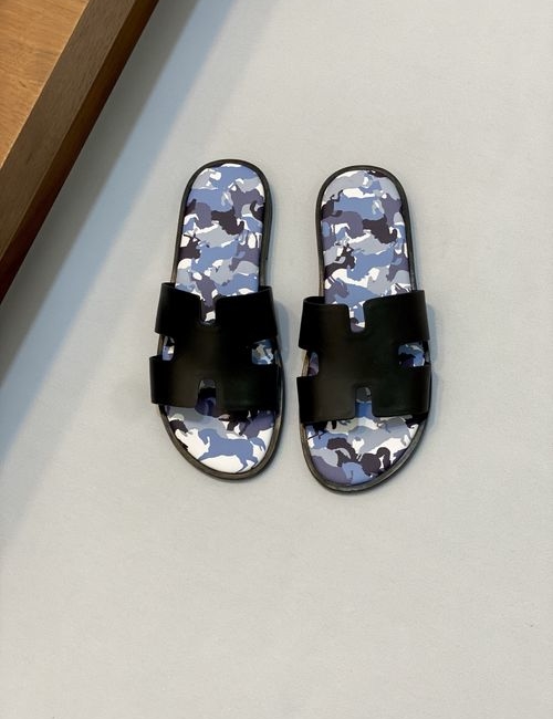 Hermes Cowhide Slides Non-slip Rubber Sole