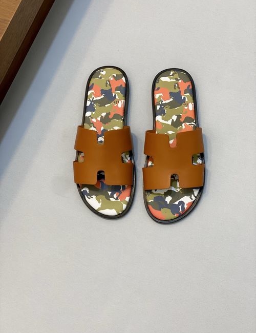 Hermes Cowhide Slides Non-slip Rubber Sole