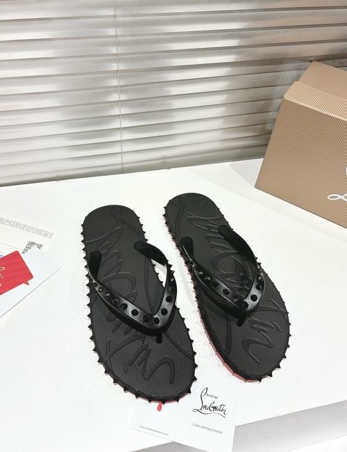 Christian Louboutin Studded Flip Flops Red Sole Logo