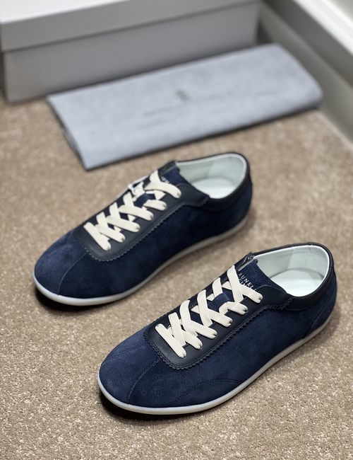 Brunello Cucinelli BC Suede Leather Flat Sneakers With Rubber Sole